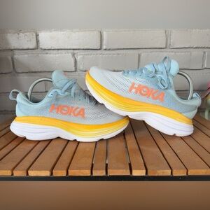 Hoka One One Light Blue and Yellow Sneakers